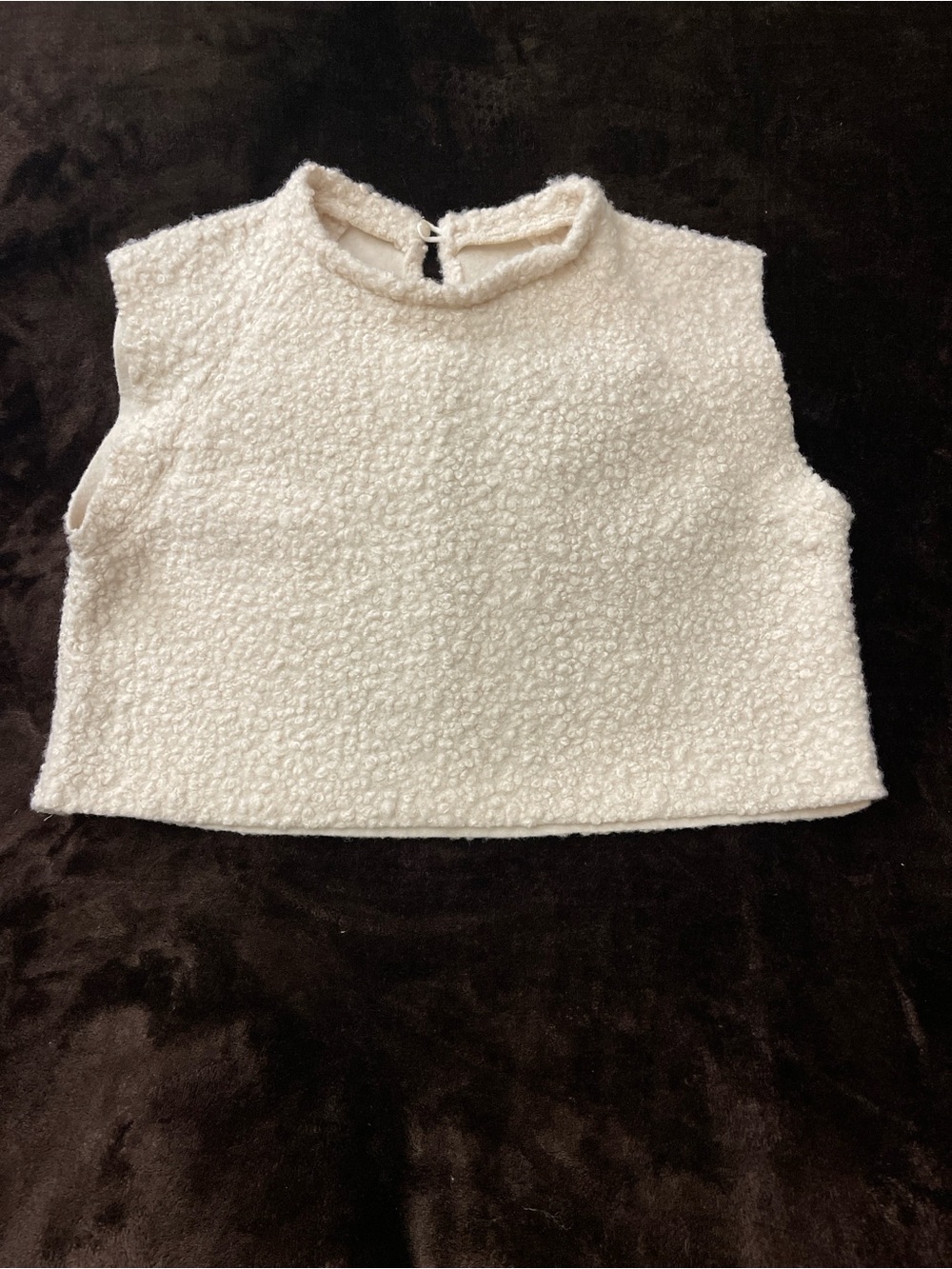 KOCH Stacey Vest Ivory Bouclé Cropped Sweater Vest Like New Size Med
